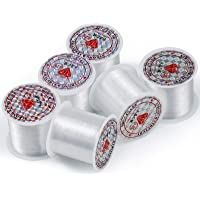 Hentek 6PCS 90M Hilo de Abalorios Transparente- 0.25mm Hilo de Pescar Hilo Invisible de Nylon para Pulsera Collar y…